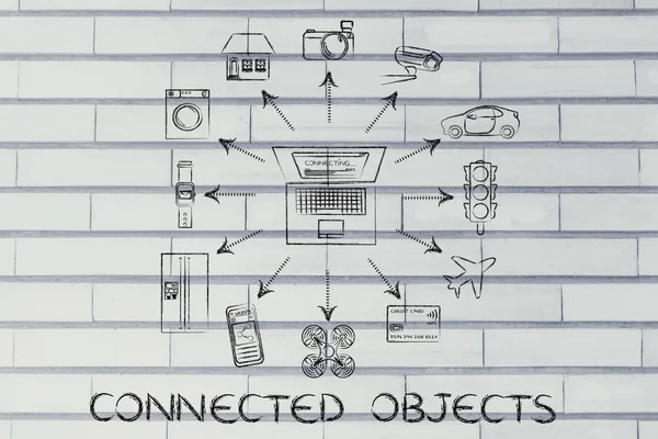 Concetto di oggetti connessi — Foto Stock