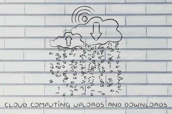 Concept of Cloud computing uploads & downloads — Stock Photo, Image