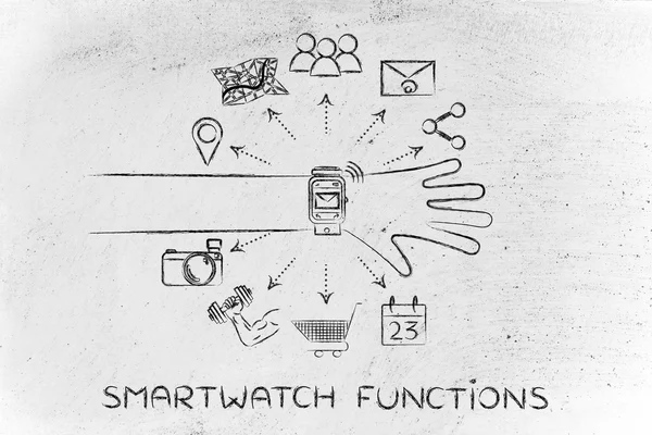 Концепция функций Smartwatch — стоковое фото