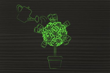 para ağacını banknot ve madeni paralar ve sulama olabilir