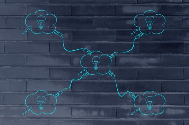 Grup prizler ile bağlı düşünce baloncuklar