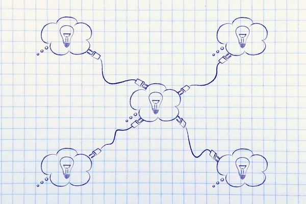 组思想气泡与插头连接 — 图库照片