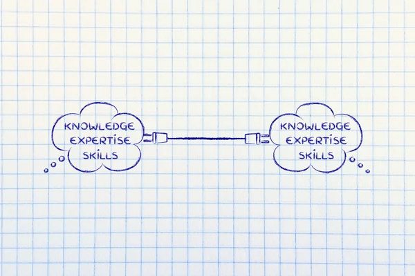 知识、 专门知识和技能，思想与插头连接 — 图库照片