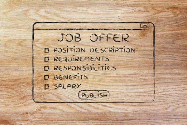 Job offer elements to include before publishing — Stock Photo, Image