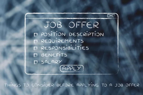 Saker att tänka på innan du ansöker till ett jobberbjudande — Stockfoto