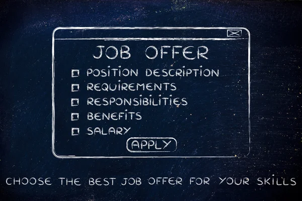 Choose the best job offer for your skills, pop-up with list — Stock Photo, Image