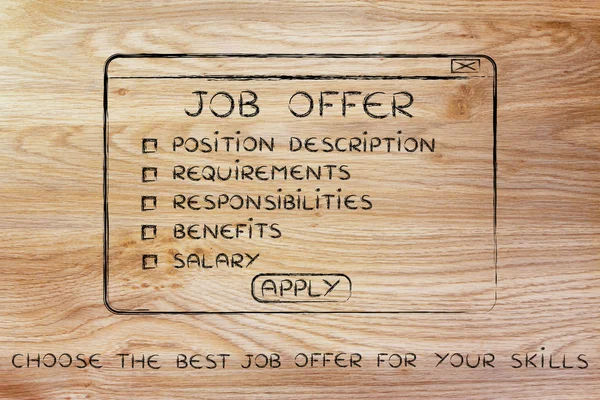Choose the best job offer for your skills, pop-up with list — Stock Photo, Image