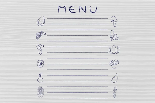 健康食品菜单模板 — 图库照片