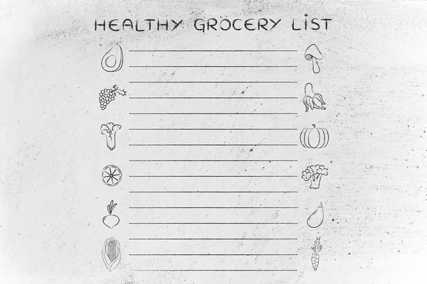 Listmall för friska livsmedelsbutiker — Stockfoto