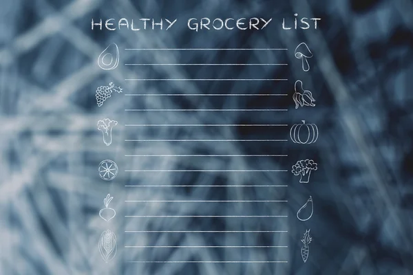 健康食品杂货店列表模板 — 图库照片