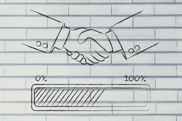 Handshake with progress bar loading — Stock Photo, Image