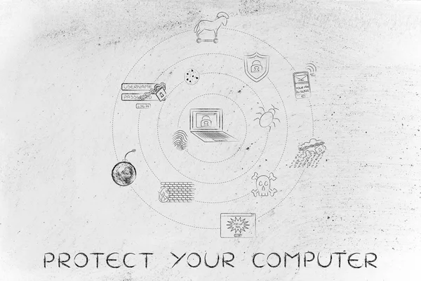 Kavram olarak bilgisayarınızı korur — Stok fotoğraf