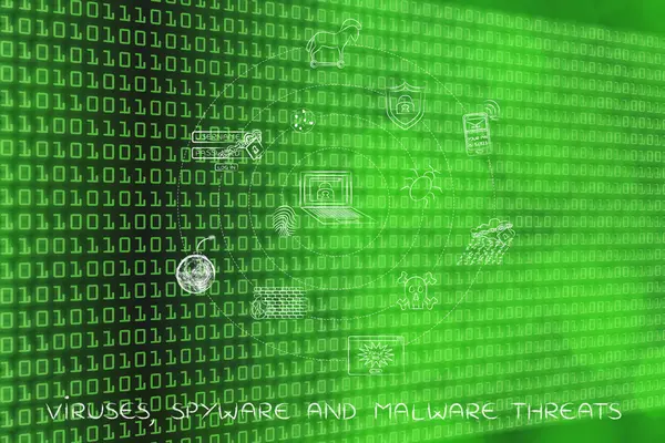 Vírus, spyware e ameaças de malware — Fotografia de Stock