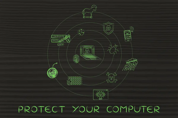 Conceito de proteger o seu computador — Fotografia de Stock