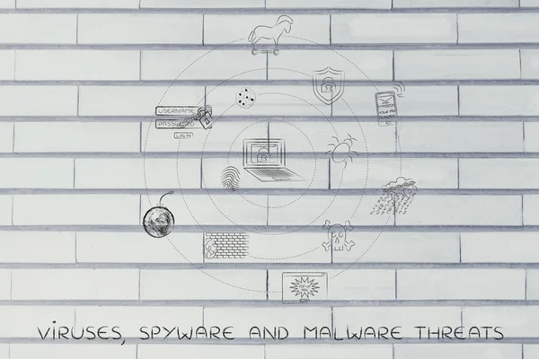 Viren, Spyware und Malware-Bedrohungen — Stockfoto