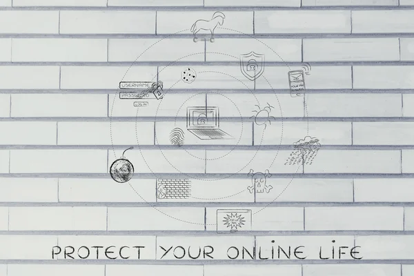 Begreppet skydda ditt online liv — Stockfoto