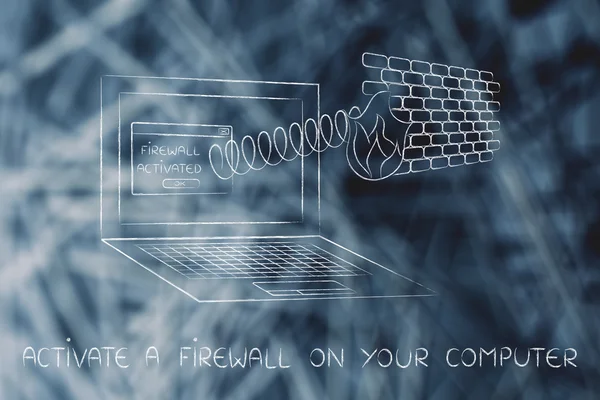 Concepto de activar un firewall en su ordenador —  Fotos de Stock