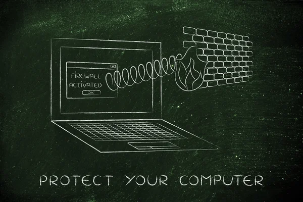 Concepto de proteger su computadora —  Fotos de Stock