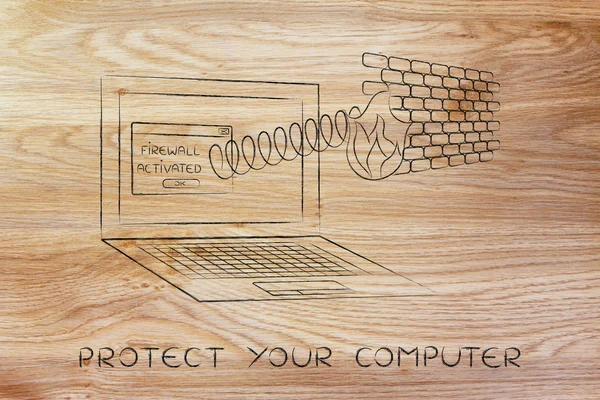 Concepto de proteger su computadora —  Fotos de Stock