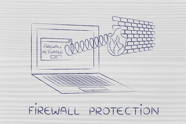 Konsep perlindungan firewall — Stok Foto