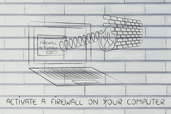 Concept van een firewall op uw computer activeren — Stockfoto
