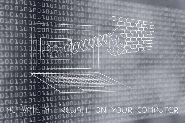 Concepto de activar un firewall en su ordenador —  Fotos de Stock