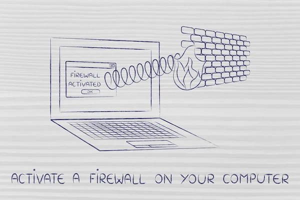 Concept of activate a firewall on your computer — Stock Photo, Image