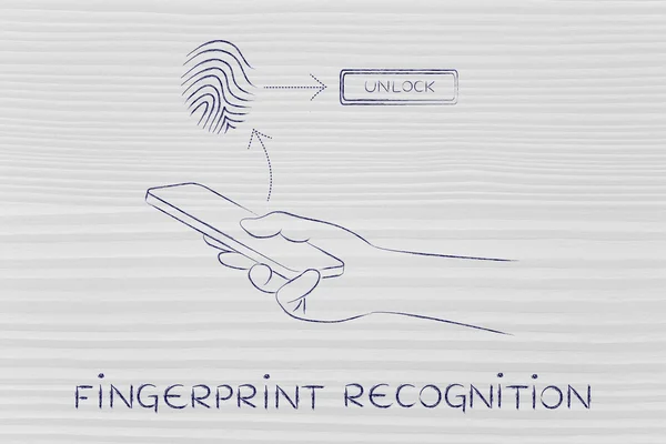 Fingerprint erkännande på smartphones — Stockfoto