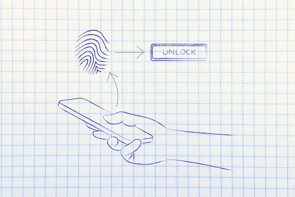 Akıllı telefonlar üzerinde parmak izi teknolojisi — Stok fotoğraf