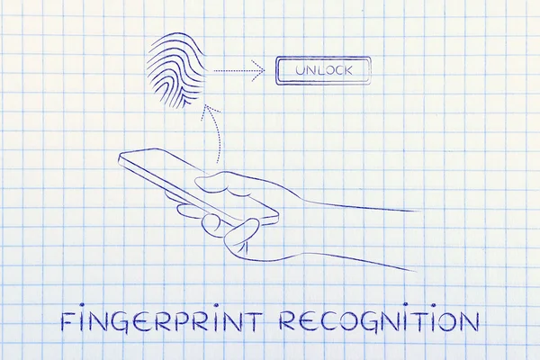 Fingerprint erkännande på smartphones — Stockfoto