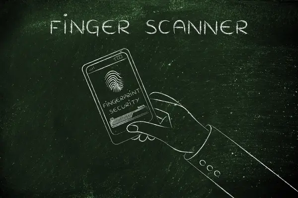 Сканер пальцев на изображении смартфона — стоковое фото