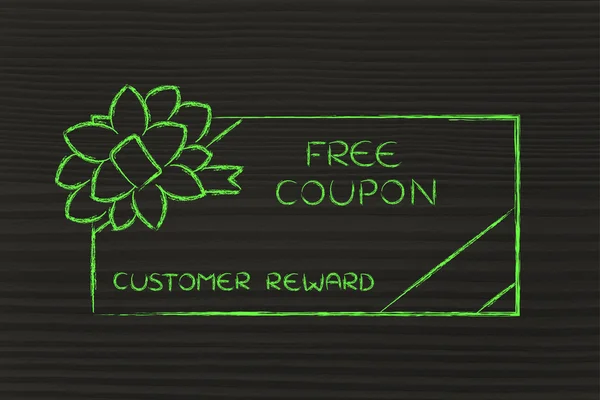 Retailer's free coupon with bow — Stock Photo, Image
