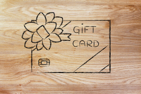 retailer's gift card with bow