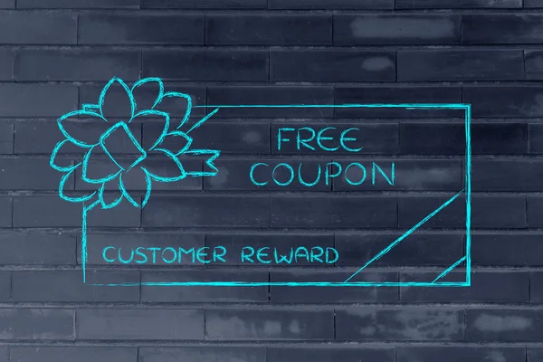 Retailer's free coupon with bow — Stock Photo, Image