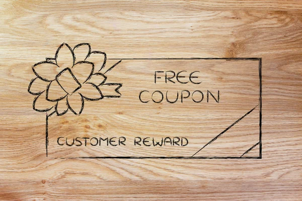 Retailer's free coupon with bow — Stock Photo, Image