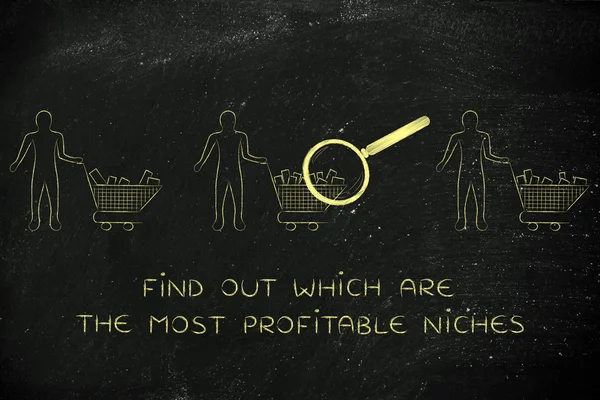 Concept of how find out which are the most profitable niches — Stock Photo, Image