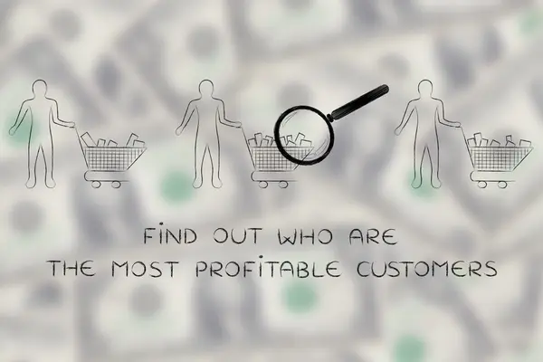 Concepto de cómo averiguar quiénes son los clientes más rentables — Foto de Stock