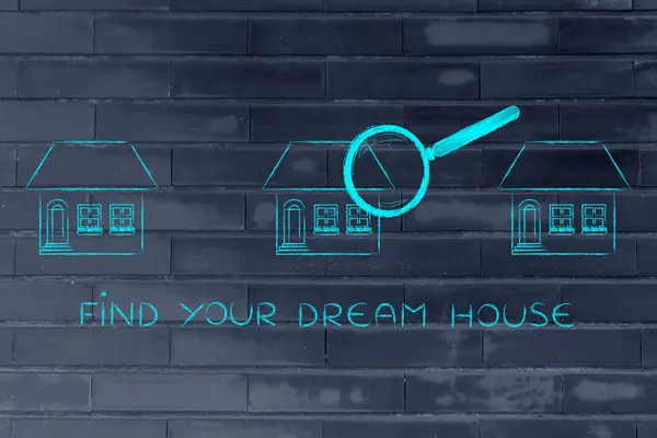 Koncepce jak najít váš dům snů — Stock fotografie