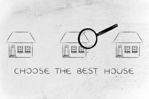 Conceito de como escolher a melhor casa — Fotografia de Stock