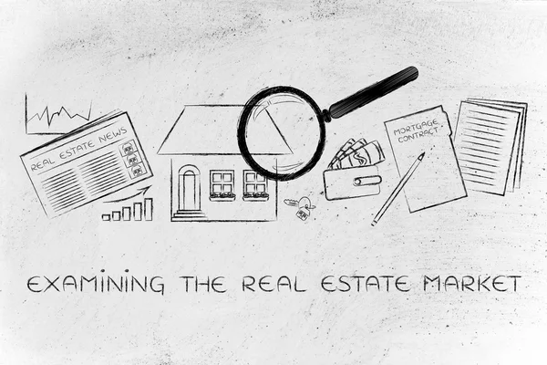 Concept d'examen du marché immobilier — Photo
