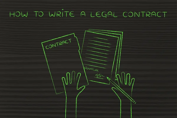 Pojęcia jak napisać umowę prawną — Zdjęcie stockowe