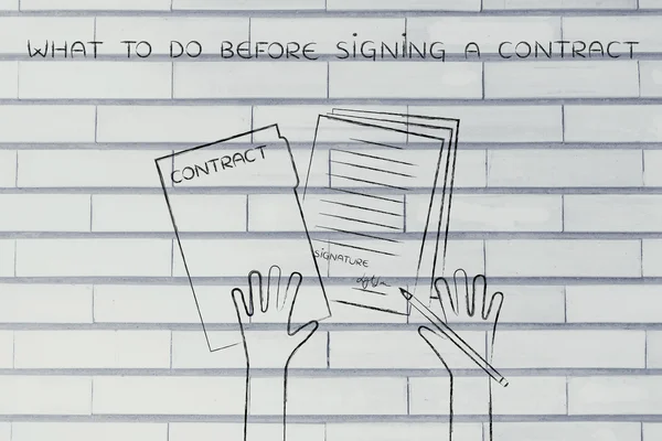 Bir sözleşme imzalamadan önce yapmanız gerekenler kavramı — Stok fotoğraf