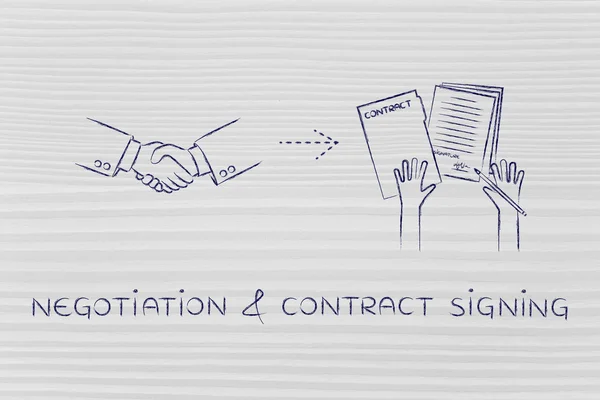 Pojęcie negocjacji idealna podpisania umowy — Zdjęcie stockowe