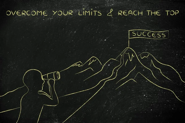 Concept de la façon de surmonter vos limites & atteindre le sommet — Photo