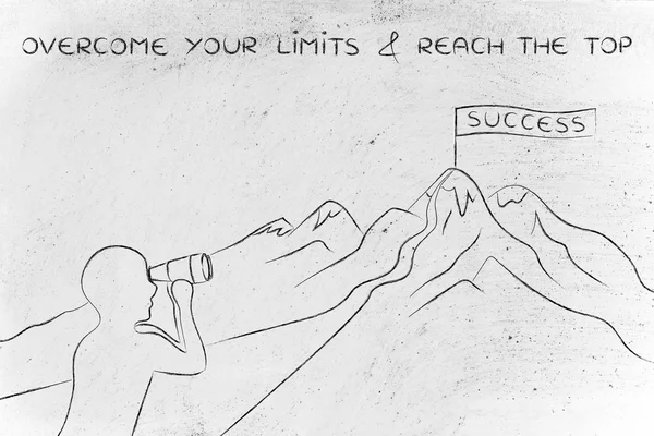 Concepto de cómo superar tus límites y llegar a la cima —  Fotos de Stock
