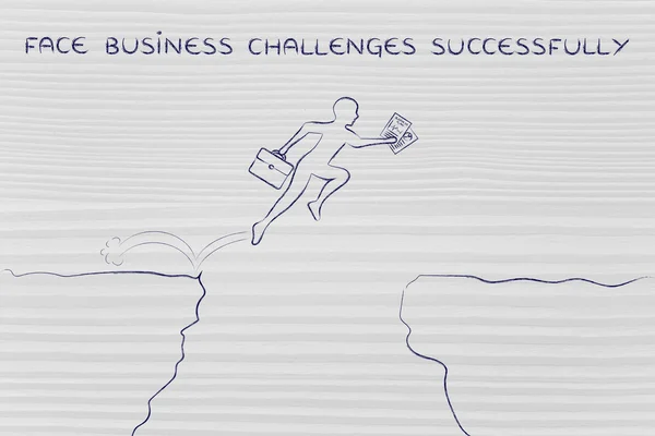 Conceito de enfrentar desafios de negócios com sucesso — Fotografia de Stock