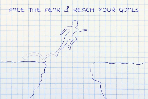Begreppet möta rädslan & nå dina mål — Stockfoto