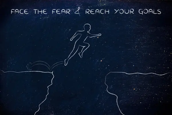 概念的面对恐惧 & 达到你的目标 — 图库照片