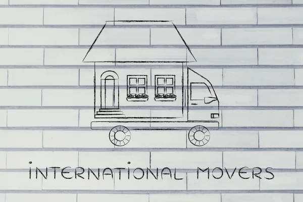 Concept de déménageurs internationaux — Photo