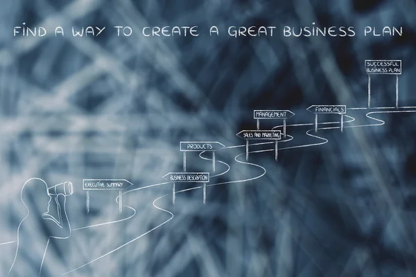 Концепция того, как найти способ создать большой бизнес-план — стоковое фото